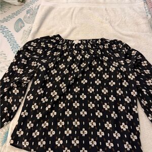 LOFT Black and White Patterned Blouse